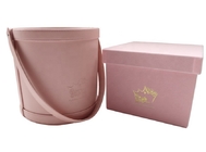 Gold vereiteln Logo Pink Leather Gift Box-Runden-Geschenkbox für Blumen