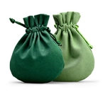 Grünes Gewebe-Zugschnur-Geschenk sackt kleine runde Samt-Schmuck-Taschen ein
