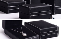 Prägende ledernes Geschenkbox-Oberflächenschwarz-lederne Schmuckkästchen für Frauen