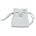 Weißes Veloursleder-Schmuck-Gewebe-Zugschnur-Geschenk sackt 9x12cm mit Logo ein