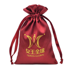 10x15cm Schmuck-Zugschnur-Beutel-fördernde rote Satin-Tasche mit Logo Fabric Drawstring Gift Bags