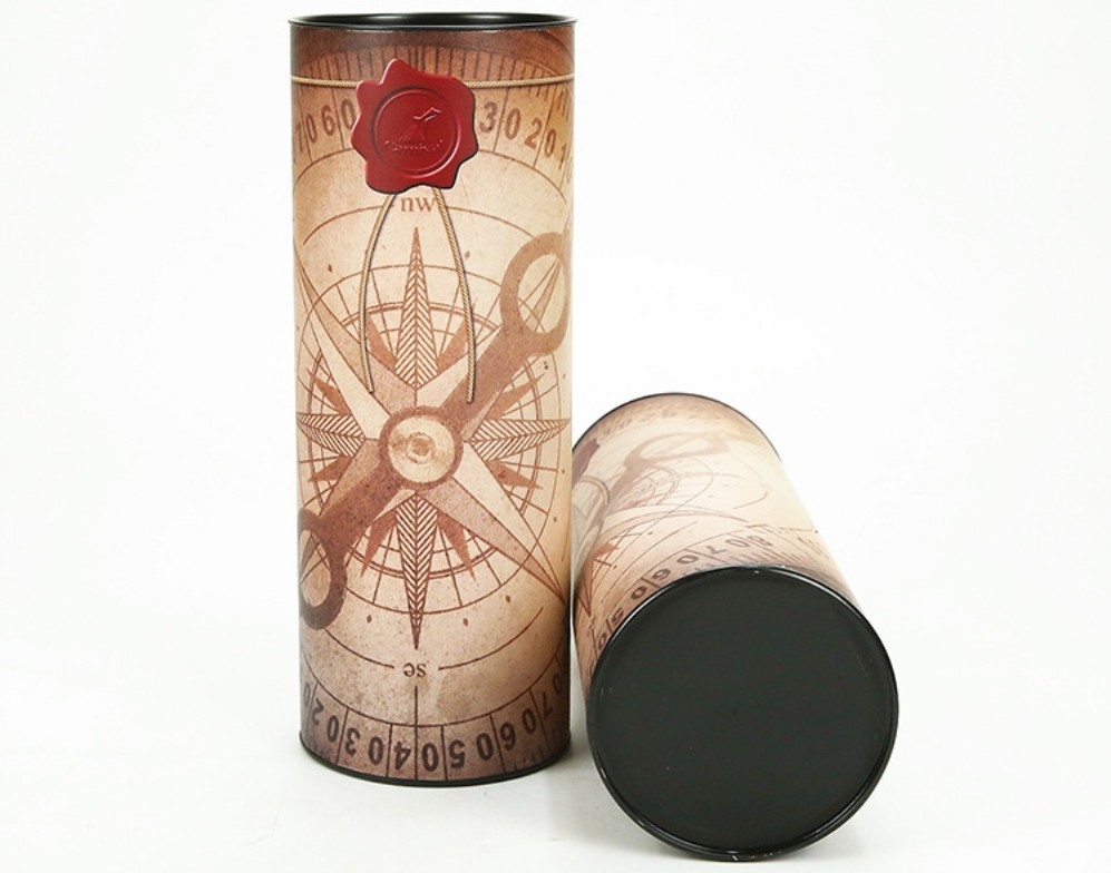 Sorgfältig in Handarbeit gemachte Wein-Zylinder-Geschenkbox mit kundenspezifischem geformt